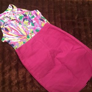 Fuschia J. Crew double serge pencil skirt EUC.